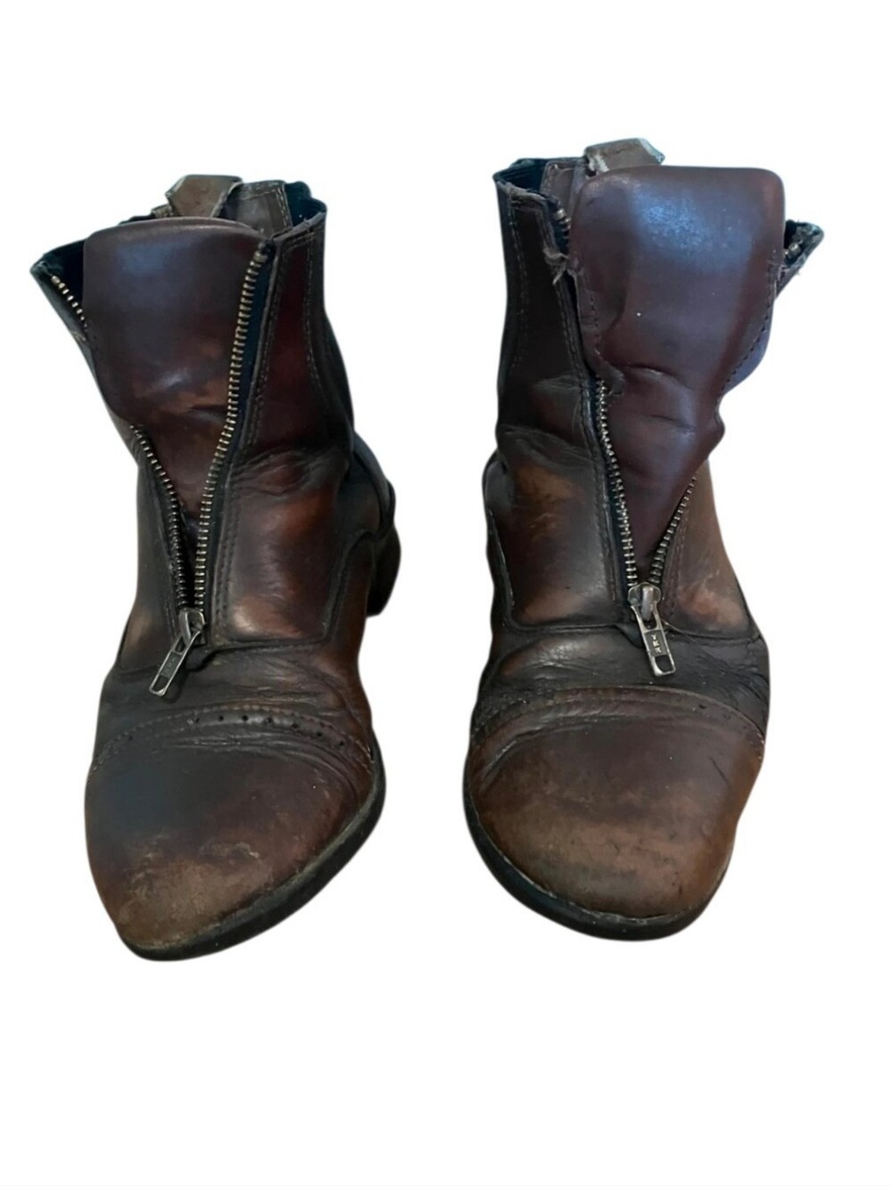 💕Vintage Brown REAL Leather Front-Zip Women's Paddock Boots Size 8💕